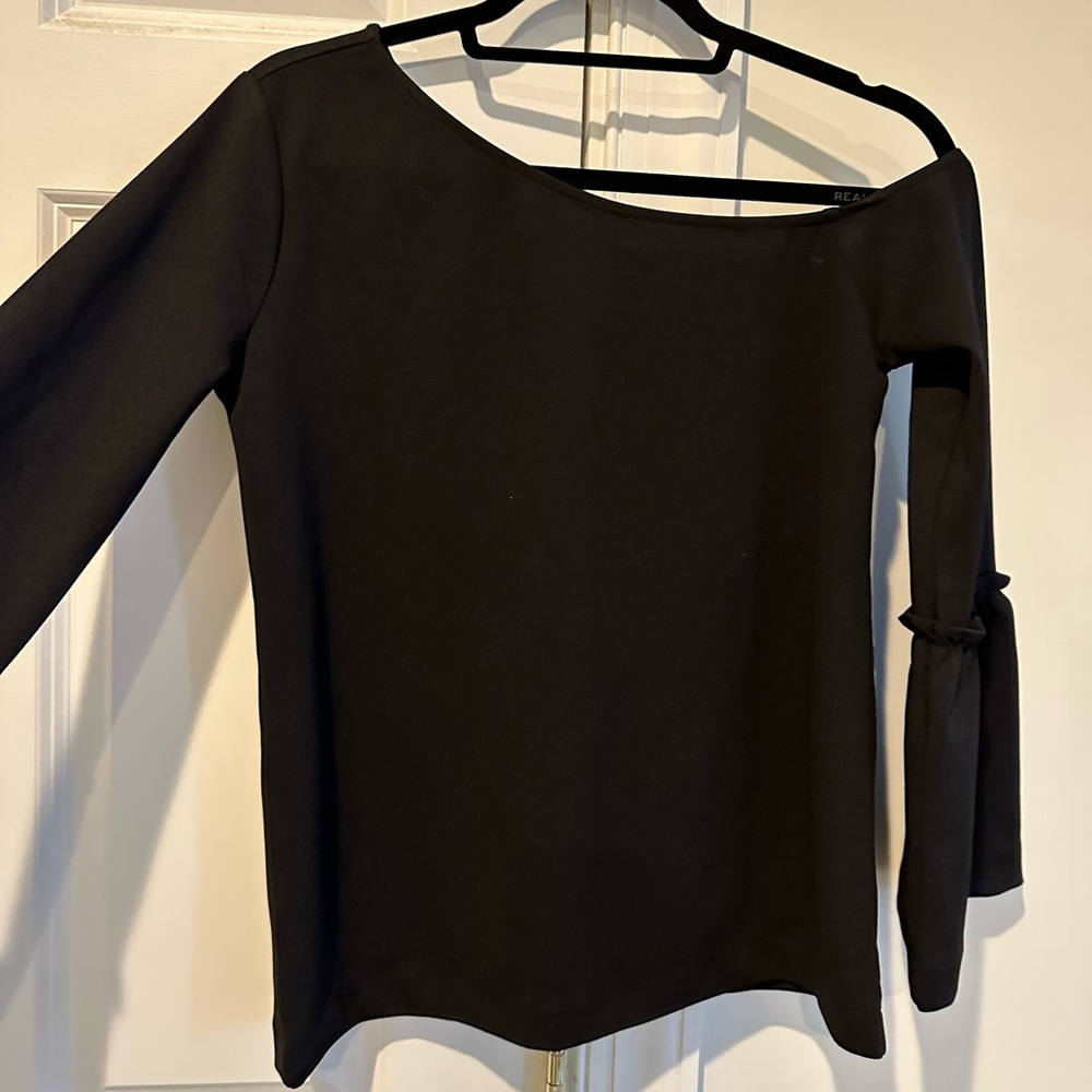 Ann Taylor one-shoulder top with bell sleeves in size S